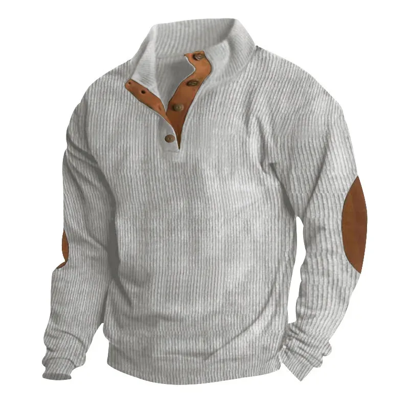 Męska bluza z długim rękawem Cargo American Splicing Patch Pullover Męska kurtka outdoorowa sztruksowa z długim rękawem — image 11