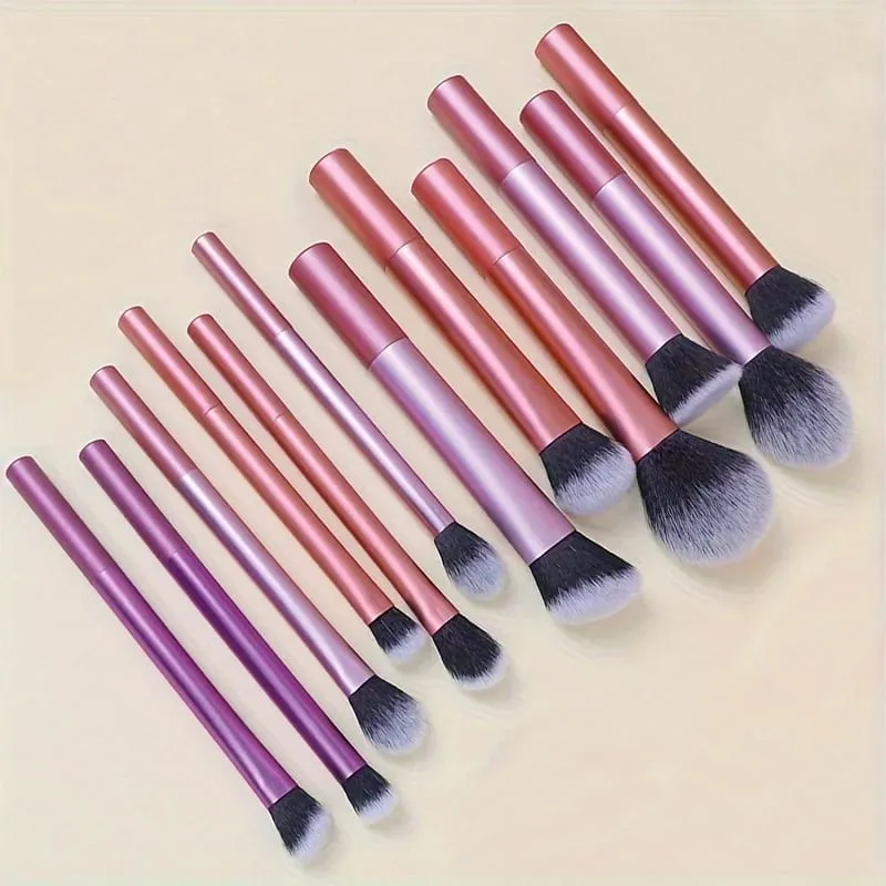 12pcs Set Berus Mekap Lengkap Berbilang Fungsian: Berus Bedak Longgar Berus Blush Berus Foundation Berus Pembayang Mata Berus Campuran B — image 2