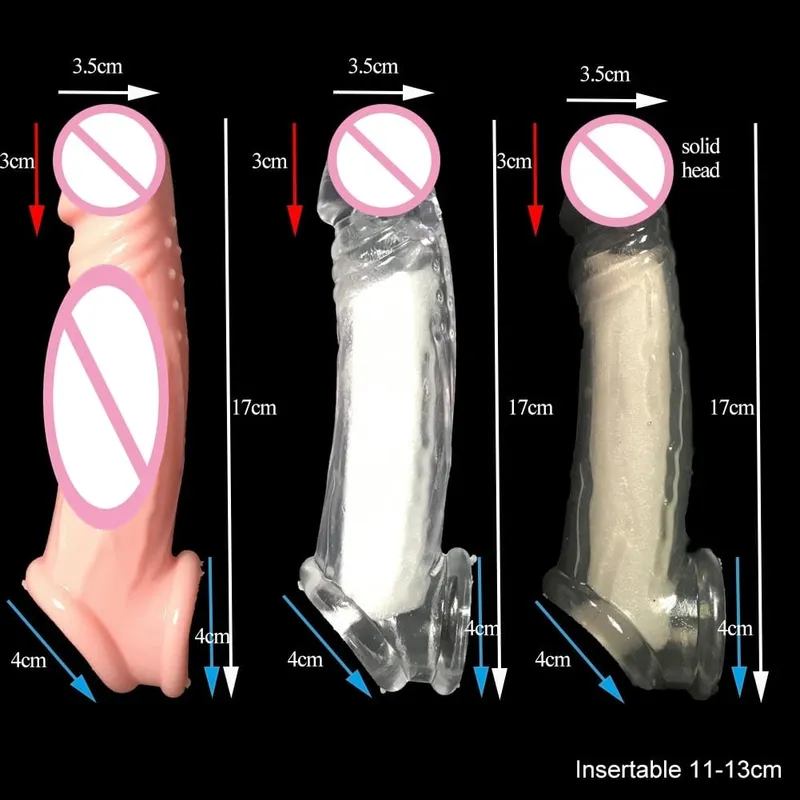 Highly Elastic Crystal Condom Reusable Penis Extender Sleeve Delay Ejaculation Pagpapalaki ng Penis Intimate Goods Mga Sex Toys Para sa Mga Lalaki — image 6