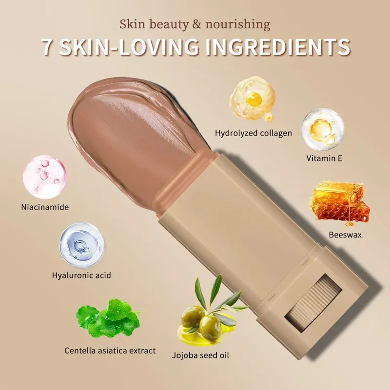2pcs Foundation Tint Stick & Setting Powder Kit Kosmetik Liputan Kulit Sekata Kawalan Minyak Tahan Lama Kit Makeup Matte