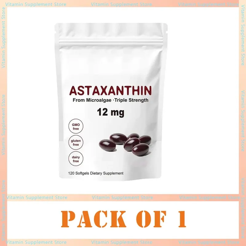 Astaxanthin 12 mg Kapseln – Astaxanthin-Antioxidans-Ergänzungsmittel unterstützen die Gesundheit der Augen, Gelenke, Haut und Durchblutung, natürliche Bräunung