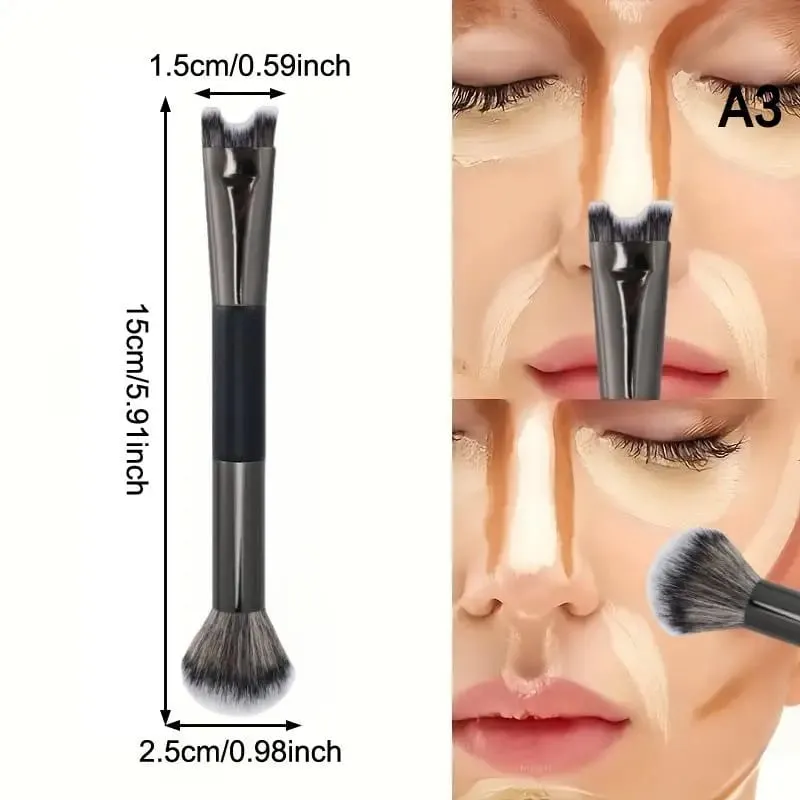 Štětec na make-up s dvojitou hlavou ve tvaru písmene U Sada štětců na kontury nosu Štětec na kontury obličeje pro přesné tvarování nosu — image 10