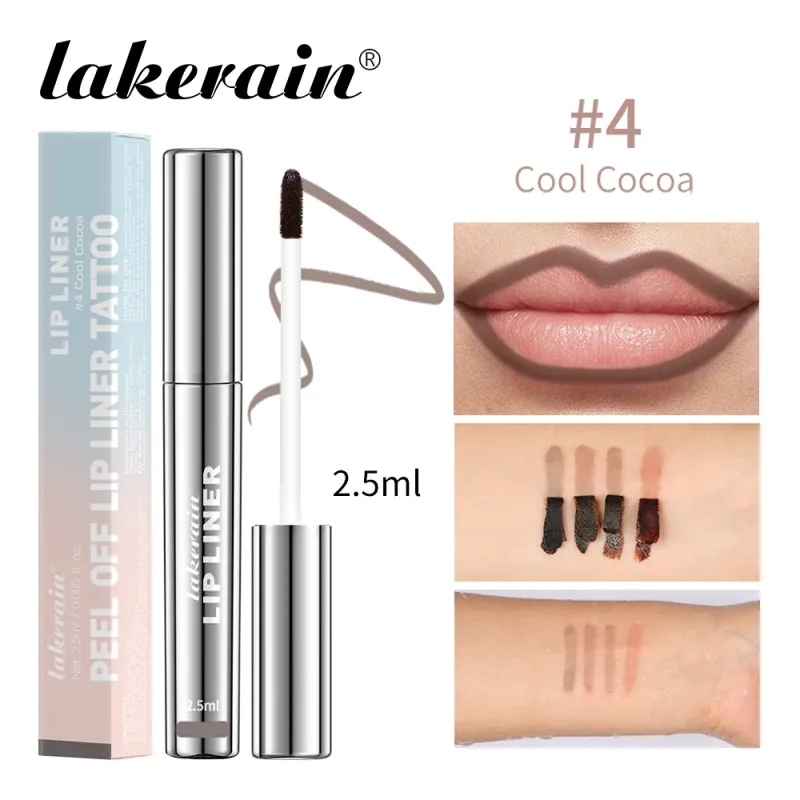 Hochpigmentierter Lip Liner Tattoo Matte Peel Off Enhance Lip Liner Anhaltender Lippenfleck Wasserdichter, übertragungssicherer Lippenstift 4 Farben — image 10