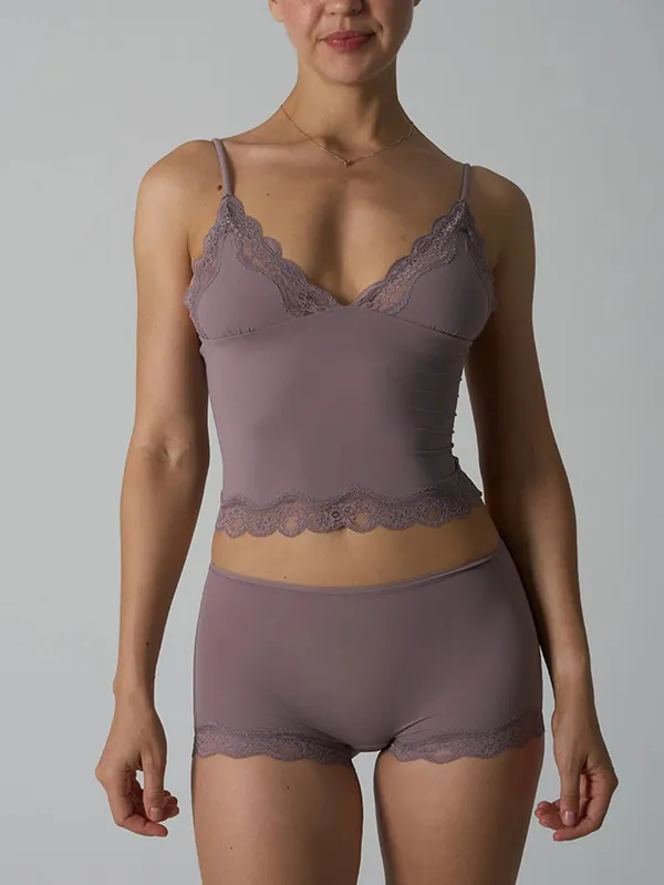 สีชมพูลูกไม้ Trim Bra ชุดผู้หญิงเซ็กซี่สามเหลี่ยมถ้วย Bras + ต่ำเอวกางเกงนักมวยนุ่มสบายชุดชั้นใน 2 ชิ้นชุด — image 11