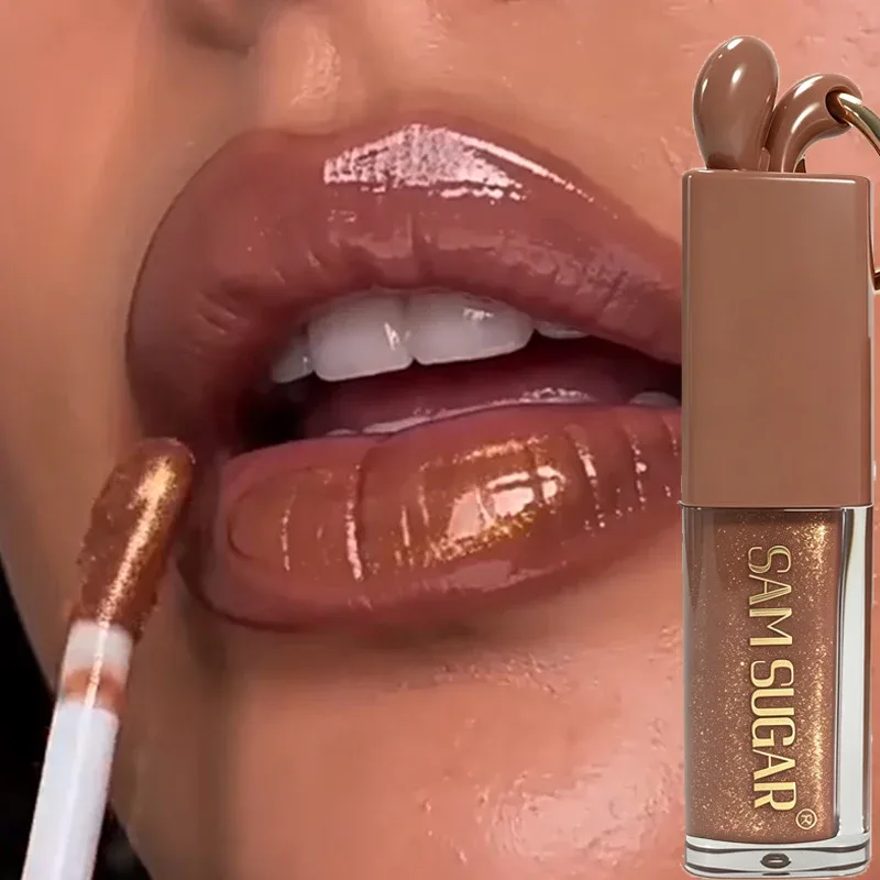 1 stk Spejl Guld Skinnende Brun Kanin Lip Gloss Fugtgivende Plumping Lip Gloss Flydende Læbestift Mat Chokolade Brun Lip Tint Tone — image 5