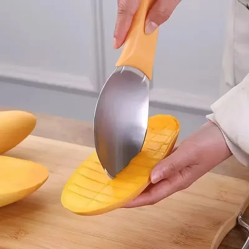 Gorąca wielofunkcyjna łyżka do mango Mango nóż do cięcia granulatu narzędzie obieraczka obieraczka Mango miarka do awokado kuchenne narzędzie do owoców — image 4