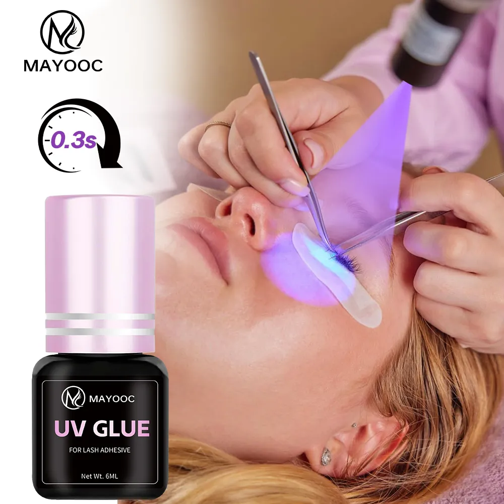 UV דבק ריסים דבק תוספות ריסים 0.1S ייבוש מהיר חזק עין מלאכותית דבק הארכת ריסים עמיד לוגו מותאם אישית