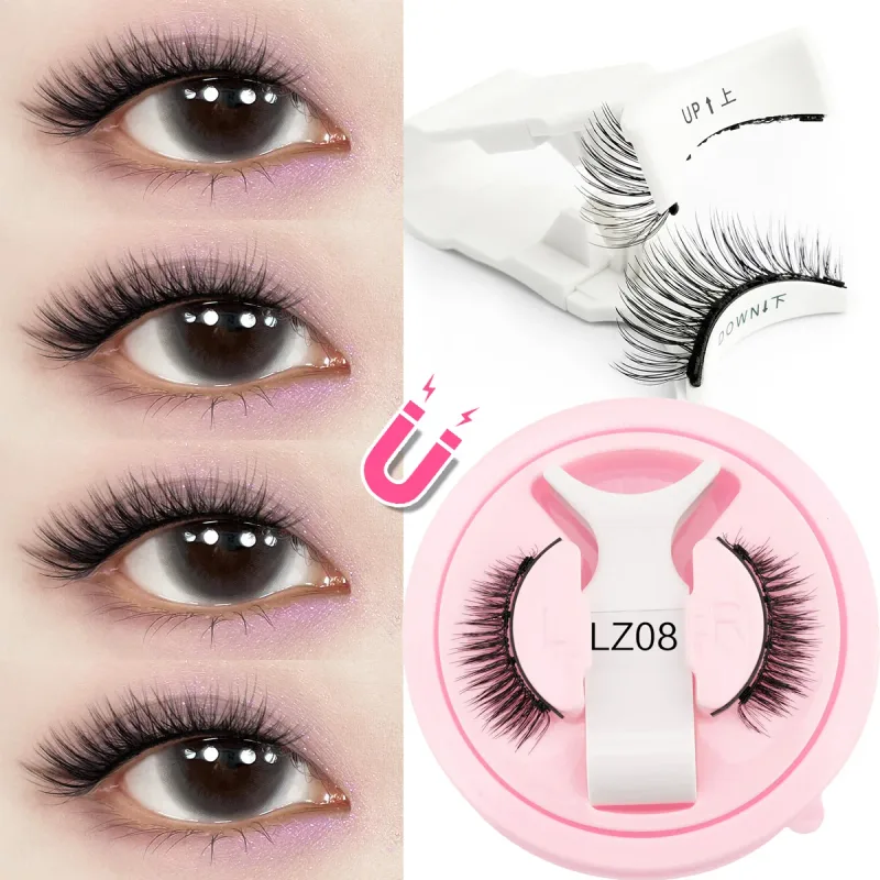 Lông mi từ tính Có thể tái sử dụng Lông mi chồn 3D có cánh từ tính Lâu trôi không cần keo Lông mi giả có nhíp trang điểm — image 10