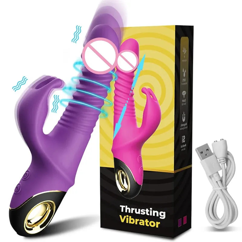 2022 kaninchen Schub Vibrator Automatische Teleskop G-Punkt Klitoris Stimulator Weibliche Masturbation Sex Spielzeug Für Frauen Erwachsene