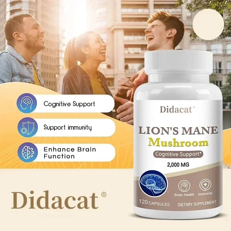 Lions Mane Brain & Focus อาหารเสริม - แคปซูลสารสกัดจากผงเห็ด - ไม่ใช่จีเอ็มโอและปราศจากกลูเตนเพื่อปรับปรุงสุขภาพทางปัญญา — image 3