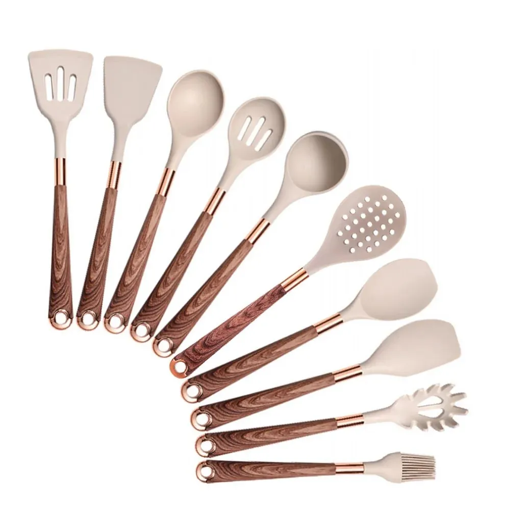 Silikone køkkenredskaber sæt non-stick non-stick varmebestandig spatel ske rose guld håndtag med spand Køkken gave — image 11