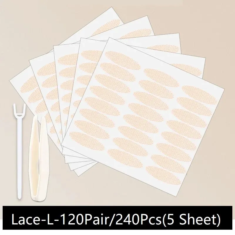 240PCS 눈꺼풀 테이프 이중 접착제 스티커 보이지 않는 이중 배 눈꺼풀 레이스 붙여 넣기 지우기 베이지 스트라이프 자체 접착 아이 메이크업 도구 — image 9