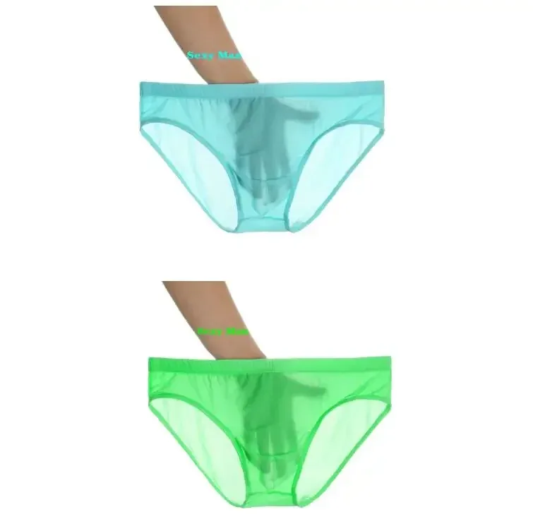 2PCS Ultra Thin Ice Silk กางเกง Plus ขนาด M-4XL สีทึบเยาวชนโปร่งแสงต่ำเอว Breathable เซ็กซี่ชายกางเกง — image 15