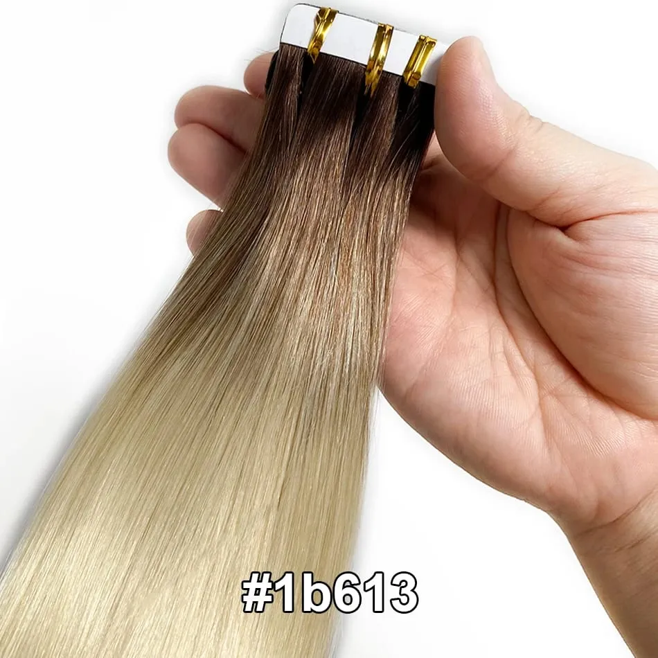 Nastro adesivo all'ingrosso europeo a doppio disegno nelle estensioni Nastro Remy allineato con cuticole invisibili nelle estensioni dei capelli 100% capelli umani — image 18