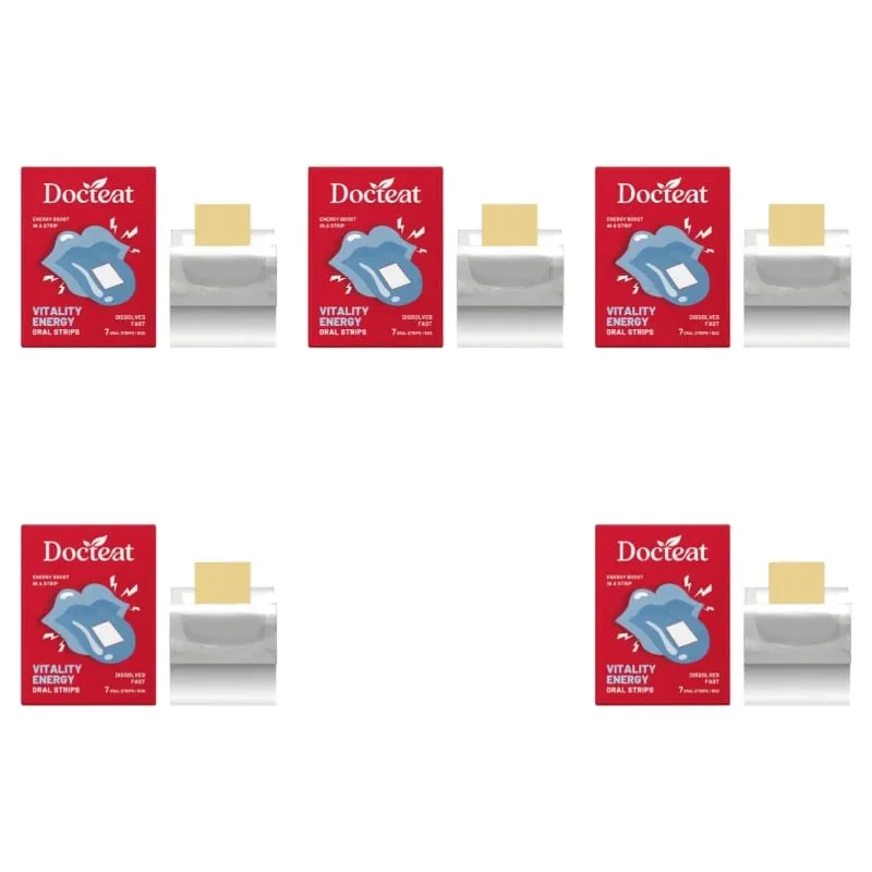 Docteat Vitality Energy Oral Strips, die im Mund schmelzen, lösen sich schnell auf, L-Theanin, kein Wasser erforderlich, bleiben wach, unterstützen 7 Strips — image 12