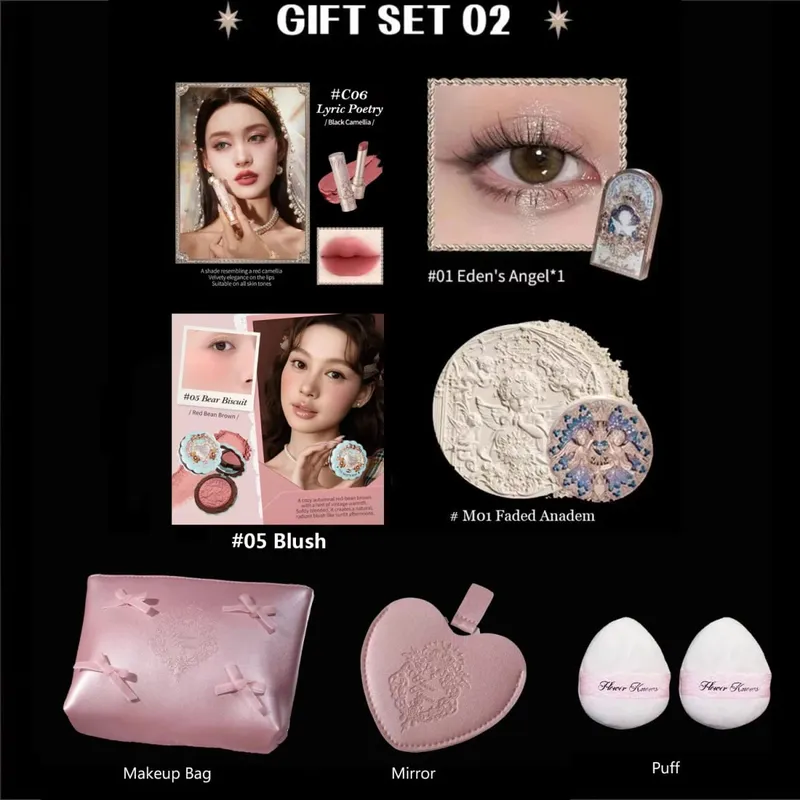 Flower Know Make-up-Set, Little Angel Collection, Make-up-Geschenkbox, Lidschatten, Rouge, mattierter Lippenstift, Textmarker, Komplettset, alles in einem — image 10
