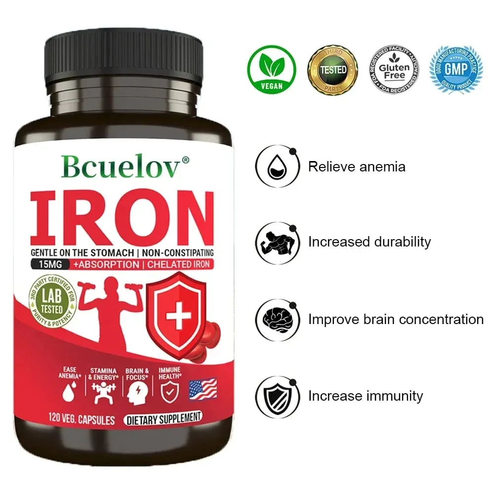 Suplementos de hierro: ayudan a mantener un sistema inmunológico saludable y la salud del cerebro aumentan los niveles de energía y combaten la fatiga alivian la anemia — image 6
