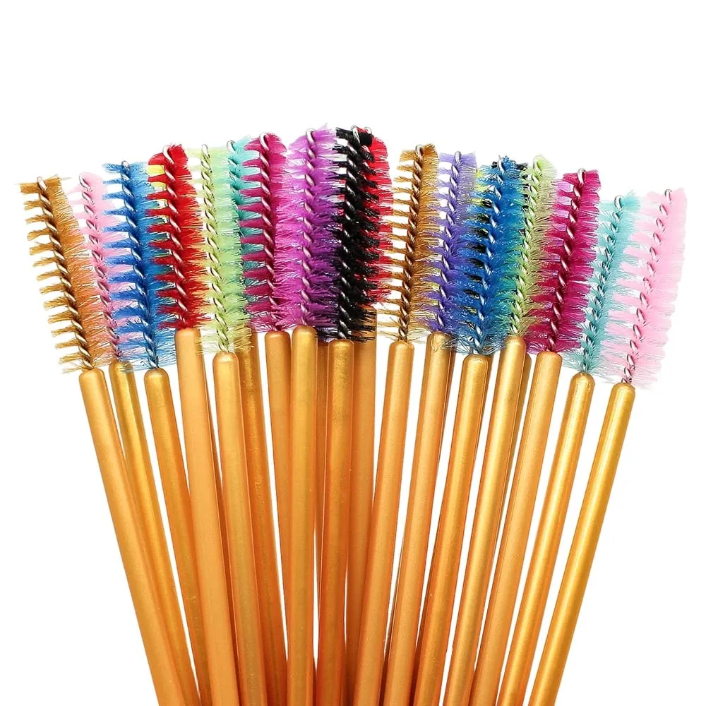 50Pcs Einweg Wimpern Make-Up Pinsel Mascara Zauberstäbe Gold Mini Wimpern Pinsel Kurze Augenbrauen Kamm Wimpern Verlängerung Werkzeug — image 2