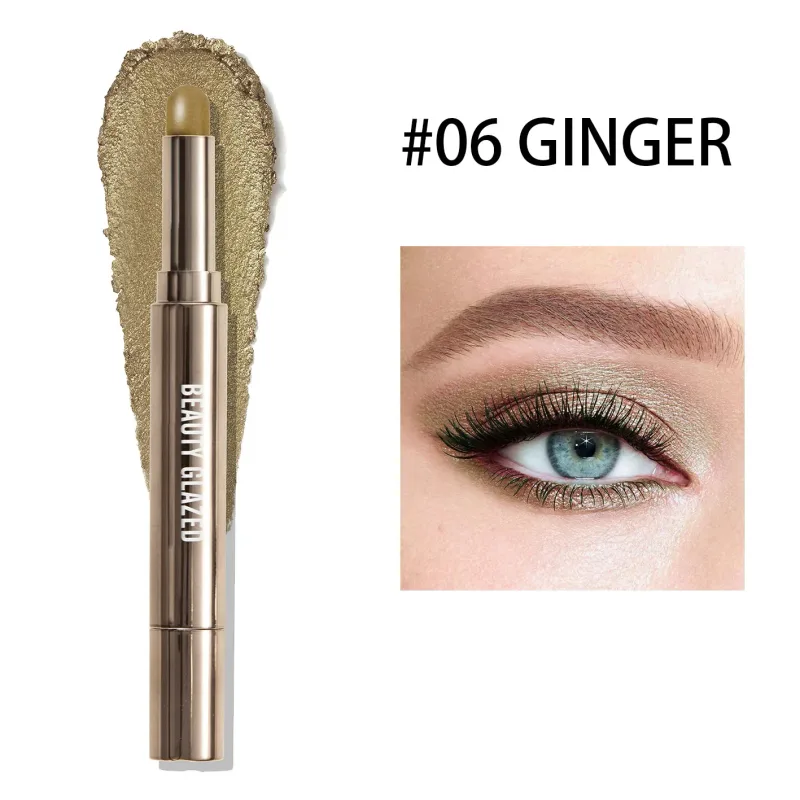 10 สี Double Ended Eye Shadow Stick พร้อมแปรงฟองน้ำ Pearlescent อายแชโดว์ยาวนานปากกา Contouring แบบพกพาแต่งหน้าเครื่องสำอาง — image 12