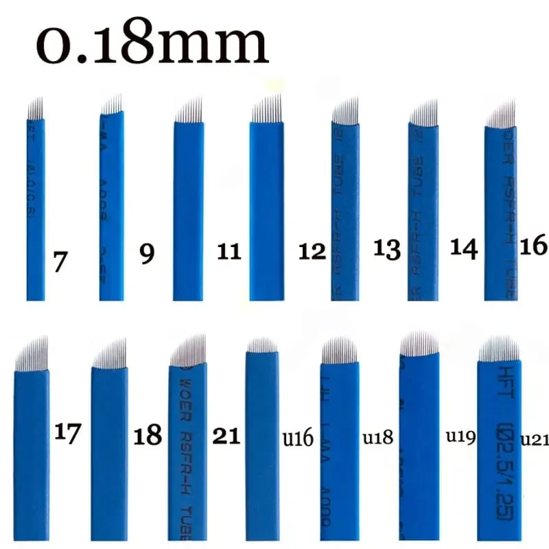 50개 Tebori 0.18mm 문신 마이크로 블레이드 블레이드 영구 화장용 바늘 수동 눈썹 블레이드 크기 — image 3