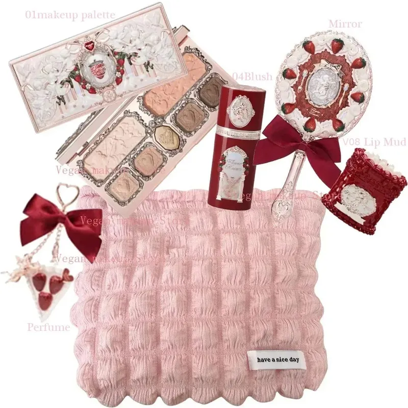 Flower Knows Strawberry Cupid Collection Make-up-Set, komplette professionelle Gesichtspalette, Rouge, Lidschatten, Lippencreme, feste Parfüm-Sets — image 8