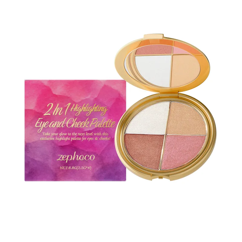 Palette di fard e ombretti illuminanti - Portatile, versatile, naturale e multiuso per il trucco quotidiano di occhi e guance