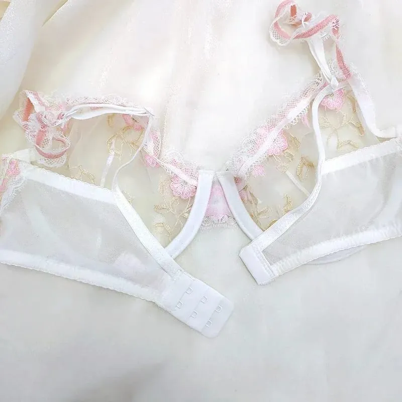 Ensemble de soutien-gorge Push-Up en dentelle brodée, poitrine complète, Petite, Support de levage réglable, Anti-affaissement, respirant, Lingerie Sexy pour femmes — image 3