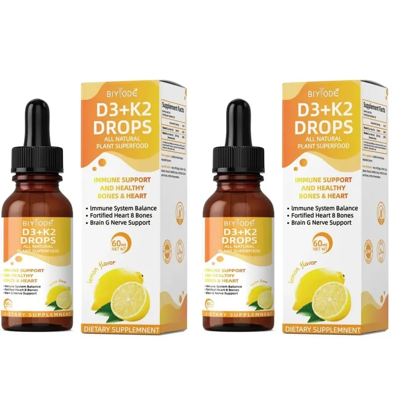 Vitamine D3 K2 Gouttes liquides Absorption du calcium et soutien osseux 1000 UI D3 au goût de citron K2 60 ml 30 portions — image 8