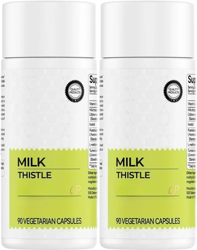 Milk Thistle Extract 300mg Capsules with Vitamin C Inositol Herbal Supplement 90 Capsules Non-GMO Gluten Free — image 1
