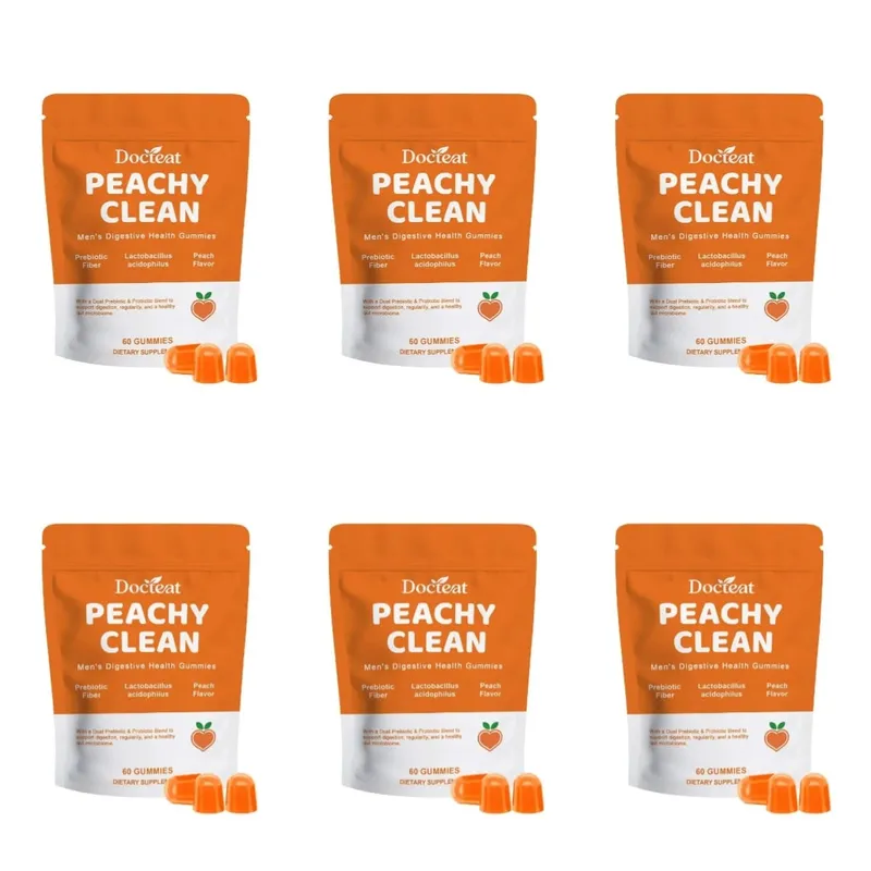 Docteat Peachy Clean Men's Digestive Health Gummies Prebiotic & Probiotic Blend Peach Flavor 60 Gummies Dietary Supplement — image 11