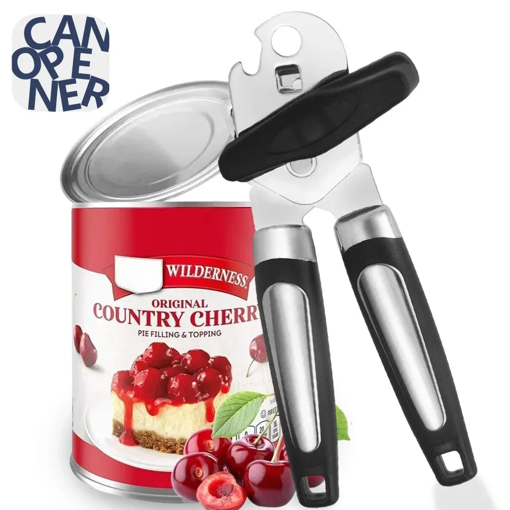Stainless Steel Can Opener Multifunctional Manual Strong Grip Opener Side Cut Tins Bottle Opener Kitchen Gadgets — image 1