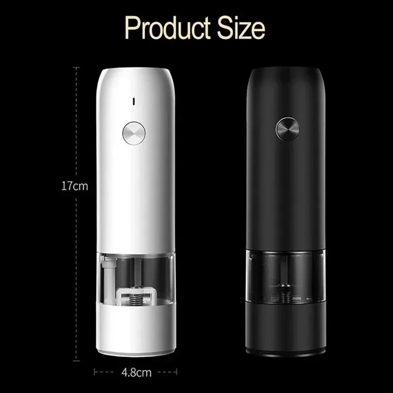 Conjunto elétrico automático de moedor de sal e pimenta, recarregável com usb, moedor de especiarias ajustável, ferramentas de cozinha — image 2