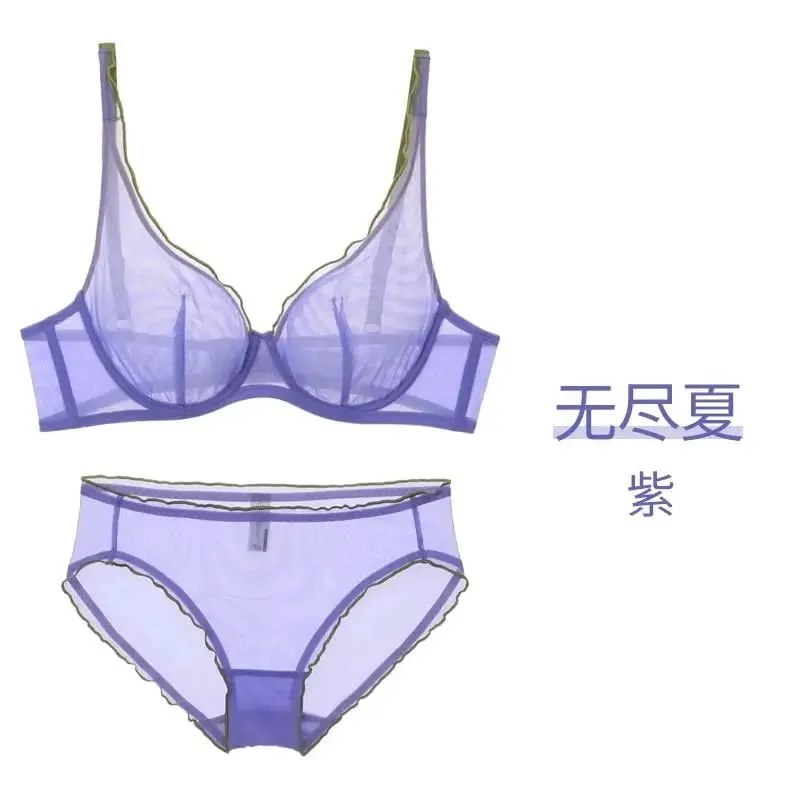 Minimizer 브래지어 플러스 사이즈 Underwire 프랑스 스타일 삼각형 컵 섹시한 메쉬 란제리 세트 지원 32-40 MOYISU 섹시한 브래지어 세트 BC — image 13