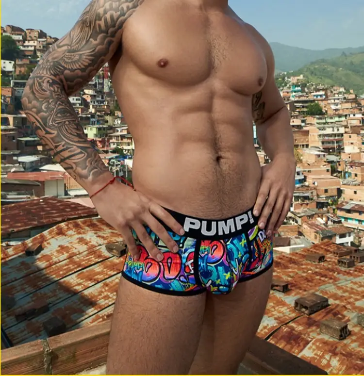 1PCS Men's Cotton Nylon Blend Boxer Briefs All-Over Graffiti Print Wide Elastic Waistband Non-Tight Fashion Sport Underwear — image 26