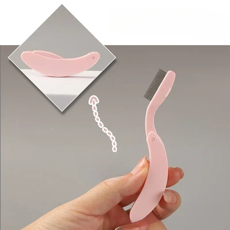 1Pc Gebogen Ontwerp Wimperborstels Kammen Opvouwbare Separator Rvs Wimper Kammen Tool Schoonheid Draagbaar