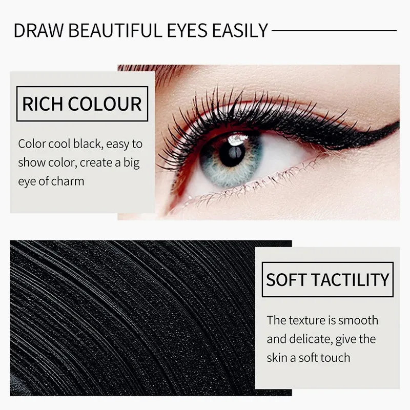 Gel per eyeliner impermeabile opaco - Matita gel a testa singola con pigmenti ricchi ad asciugatura rapida 24 ore A prova di sbavature Nero a lunga durata — image 6
