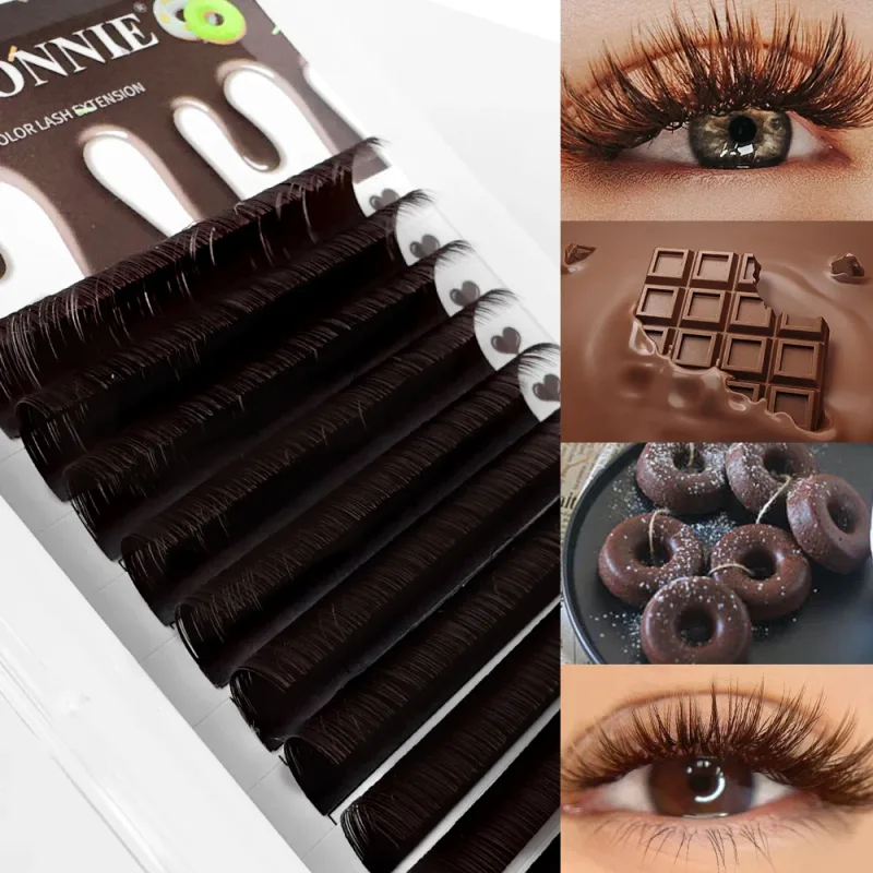 Abonnie LB สีน้ำตาลขนตา M Curl คลาสสิกขนตา Foxy Eye Lash โกโก้ Lashes ขนตาสี Fluffy Lashes