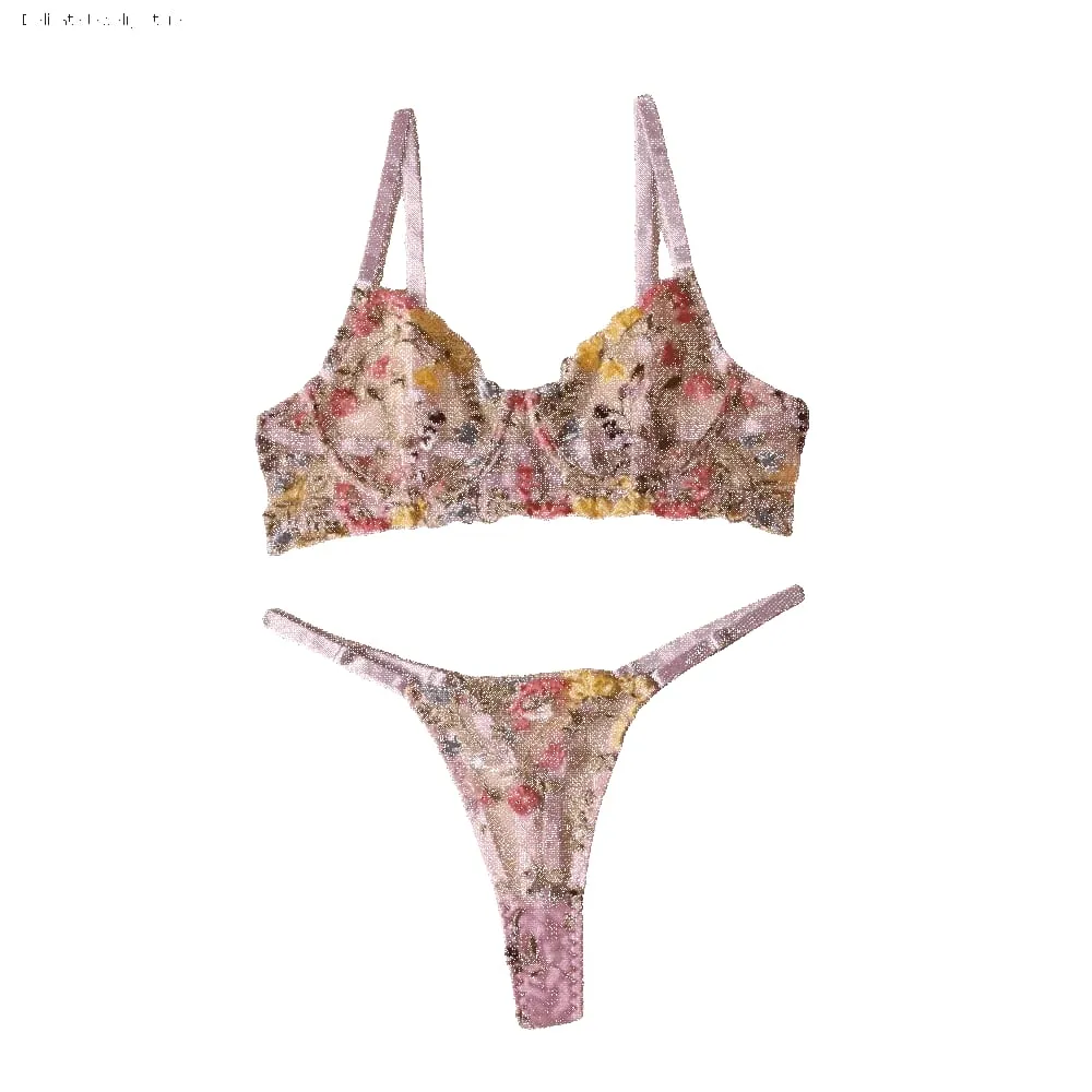 Set Pakaian Dalam Telus Sheer Intimates Set Seluar Dalam Elegan Ultra Nipis Set Bra Tekan Ke Atas Saman Bra Wanita — image 2
