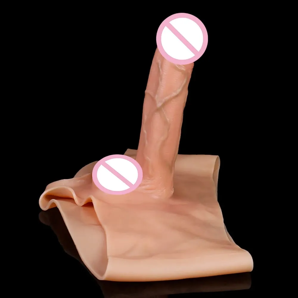Mutandine con dildo solido indossabile Strapon in silicone Pantaloni realistici per pene Giocattoli elastici del sesso per donne adulte Giochi lesbici Piacere — image 4