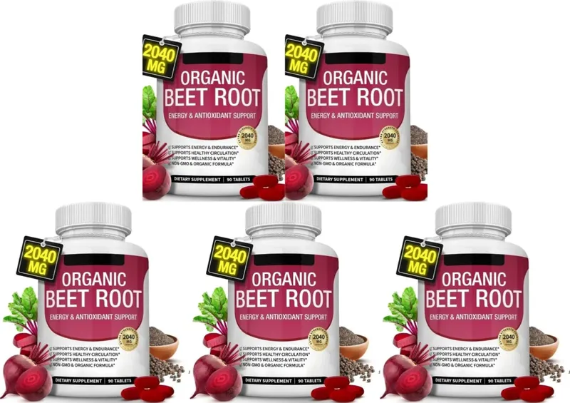 Radice di barbabietola biologica con pepe nero Potenziamento energetico naturale Supporto immunitario Integratore antiossidante Non OGM Senza glutine 90 compresse