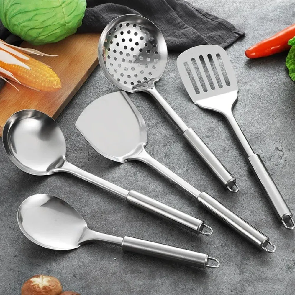 Langlebiger Wok-Spachtel aus Edelstahl mit langem Griff, Küchenhelfer, Küchenkochutensilien-Set, Reislöffel, Schöpfkelle, Kochutensilien — image 5