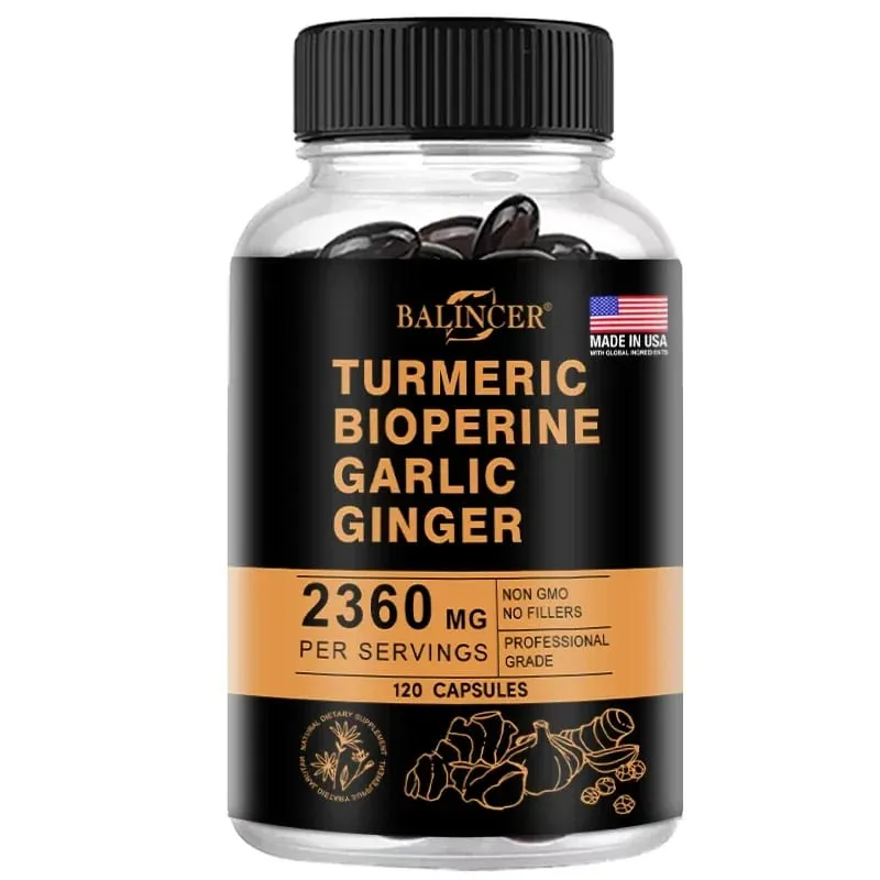 כורכום ופלפל שחור ג'ינג'ר - תוסף תמיכה למפרקים המכיל פיפרין ו-95% כורכומין. תמיכה במערכת העיכול והחיסון — image 9