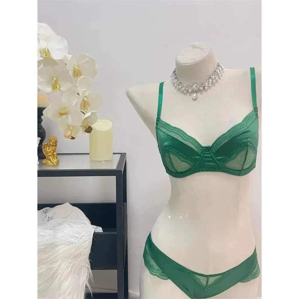 Wanita Satin Lace Underwire Bra 32-38AB Ultra Nipis Minimizer Bra Sisi Sokongan Anti Sag Mengumpul Payudara Pakaian Dalam Perancis — image 3