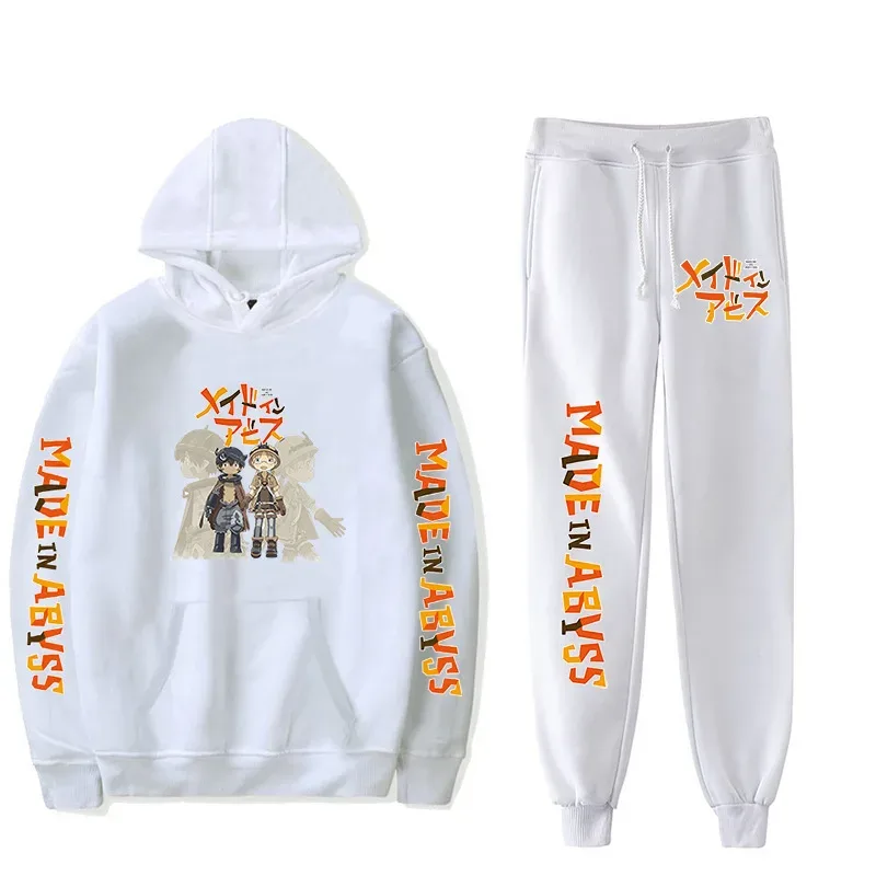 Harajuku Comfortable Made in abyss Print Sweatshirt Sweatpants Suit Men/Women Hoodies+ Trousers Suit Cute 2 Piece Set Clothes — image 56