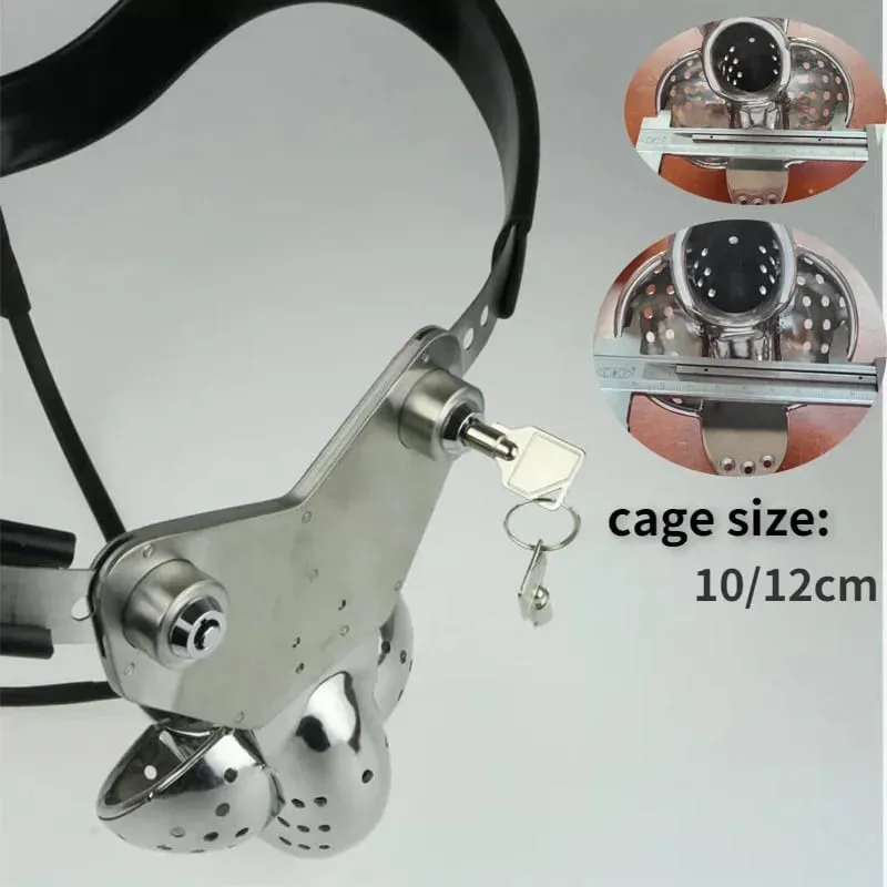 Male Stainless Steel Chastity Belt Cock Cage EMCC Lock Adjustable Metal Chastity Belt BDSM Adult Products Sex Toy for Men — image 2