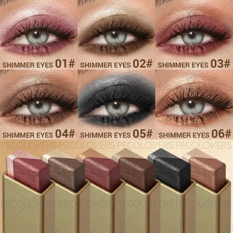 Sombra em bastão de duas cores, iluminador preguiçoso, um toque para definir cosméticos para os olhos de desenvolvimento de alta cor, 1 peça — image 2
