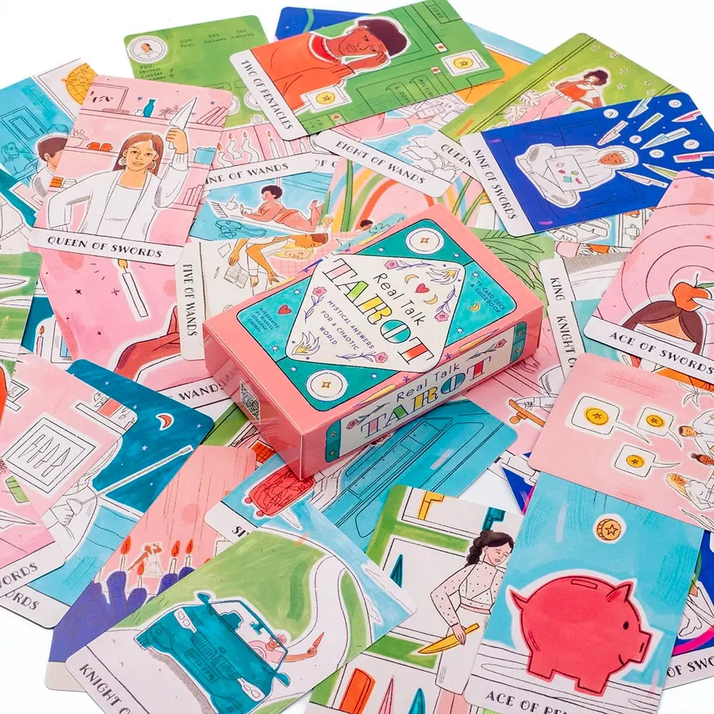 Real Talk Tarot Fortune Telling Divination Deck Jeu avec 78 cartes et guide Illustrations modernes Jeu de société amusant pour fête en famille — image 6