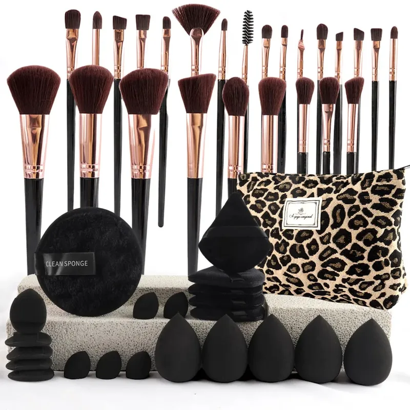 Set di pennelli per trucco professionale per fondotinta ombretto evidenziatore fard correttore polvere strumenti cosmetici con kit spugne — image 10