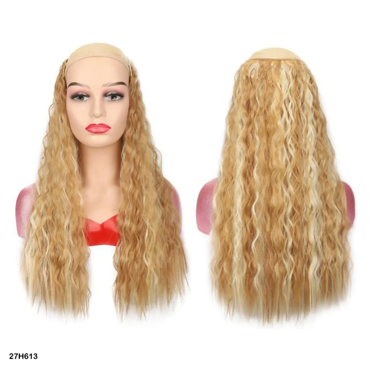 Extensions de cheveux synthétiques bouclés pince en une seule pièce 4Clips postiches longues vague profonde pour les femmes usage quotidien accessoire de cheveux de fête — image 16