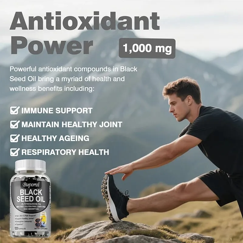 Huile de graines noires de qualité supérieure 120 capsules – Soutient la santé globale | Soutien du système immunitaire Supplément sans gluten et sans OGM — image 4